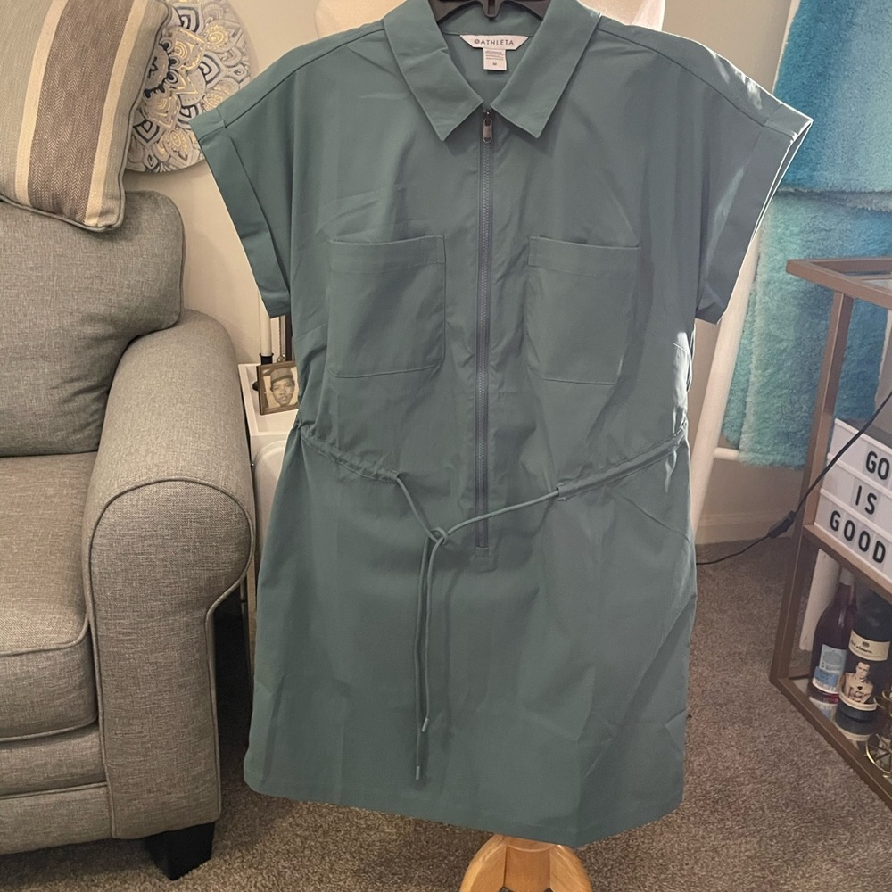 Hunter Green Zip-Up Dress by Athleta nwot